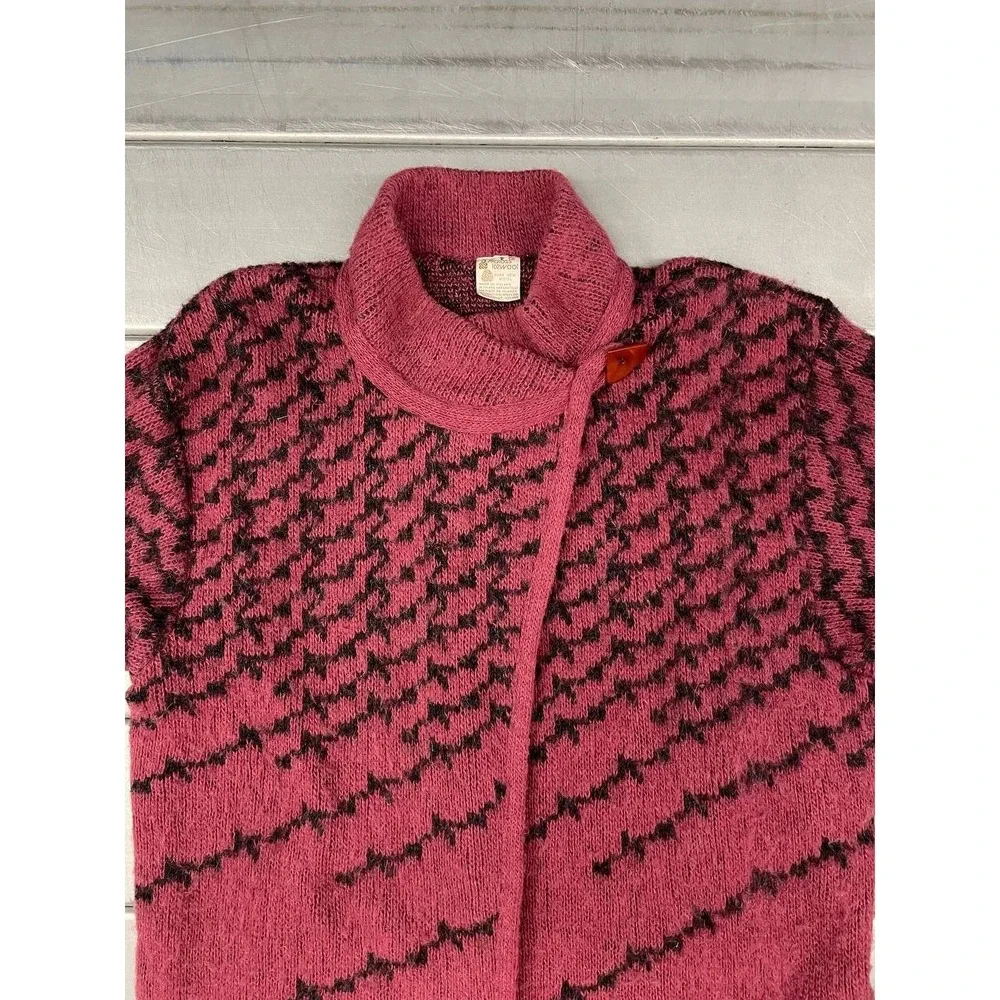 Vintage Alafoss‎ Cardigan Sweater Womens Small Red Pure Wool Icelandic Nordic